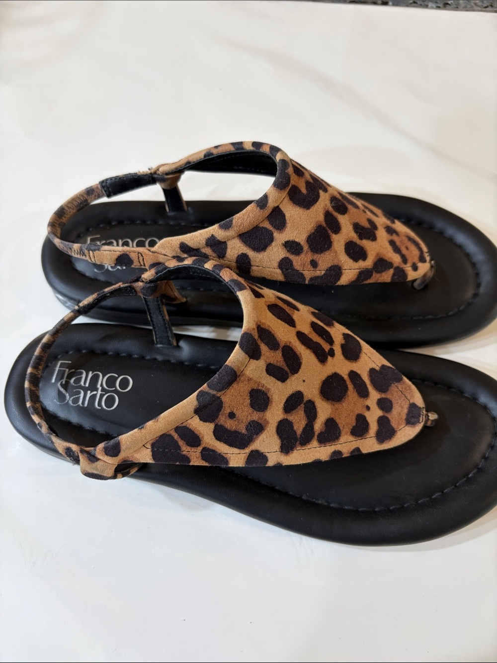 Franco Sarto Tan and Black Leopard Sandals - Picture 3 of 8